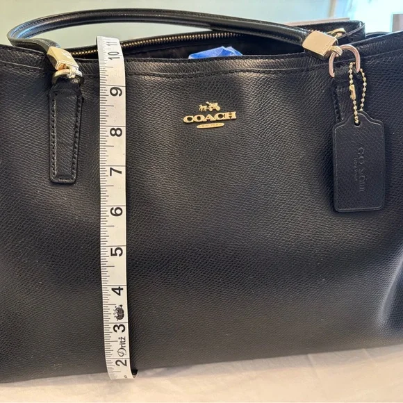 Coach Black Leather Carryall, Christie with Gold Accents - Picture 7 of 14